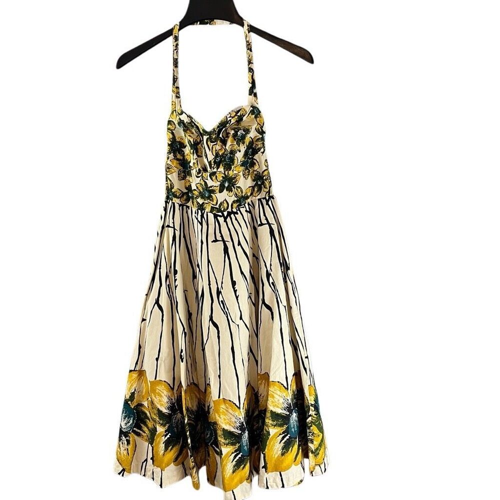 Girls From Savoy Anthropologie Burgeoning Hypericum Floral Retro Halter Dress Si